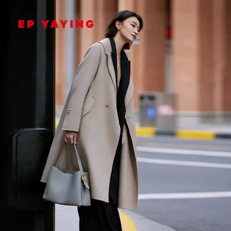 [重磅限量]EP雅莹女装 阿拉善无染色羊绒长款大衣外套 秋冬8519A商品大图