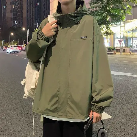 潮牌夹克冲锋衣男春秋季2024新款美式机能工装高级感衣服开衫外套商品大图