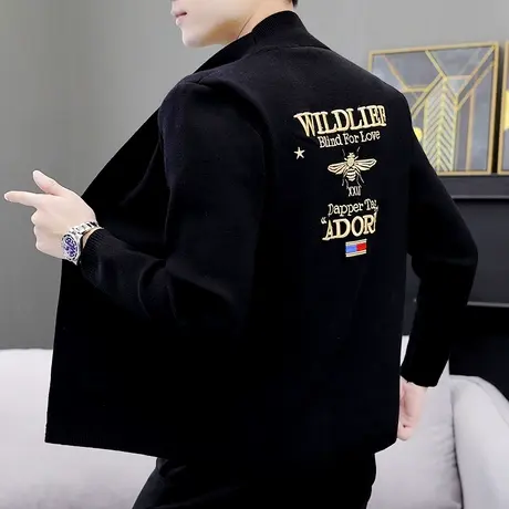 春秋季男士潮牌风衣外套发型师韩版帅气开衫毛衣ins学生日系披风商品大图