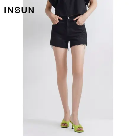 INSUN恩裳夏季纯棉斜纹百搭直筒短裤图片