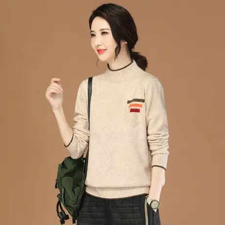 韩潮袭人半高领长袖毛衣女秋冬新款加厚宽松休闲百搭针织打底衫图片