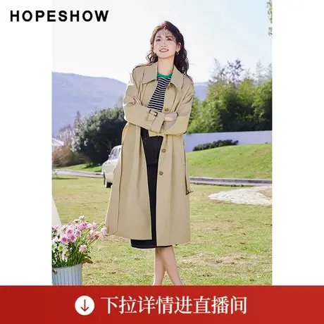 【直播专享】外套系带英伦风中长款气质风衣90123050701红袖商品大图