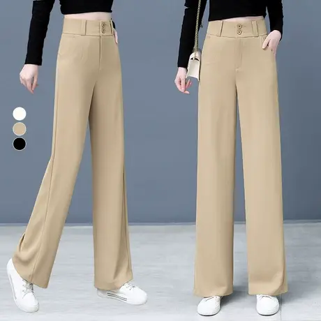 高腰西装裤女显瘦阔腿裤垂感2024年春秋新款宽松直筒裤休闲女裤子图片