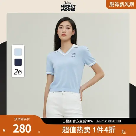 【迪士尼米奇系列】【商场同款】PRICH2023夏新款POLO针织短袖女商品大图