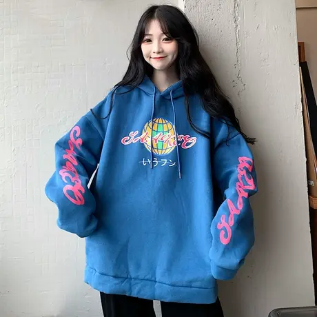 chic港味超火卫衣女2020新款秋冬加绒加厚宽松韩版上衣外套潮ins商品大图