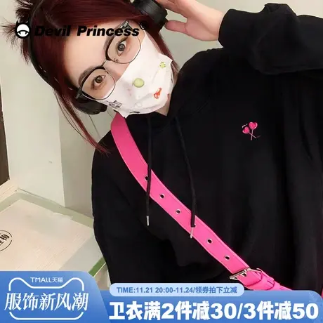 韩系甜妹风小众黑色卫衣女2024秋冬新款chic学院风显白加绒款上衣图片