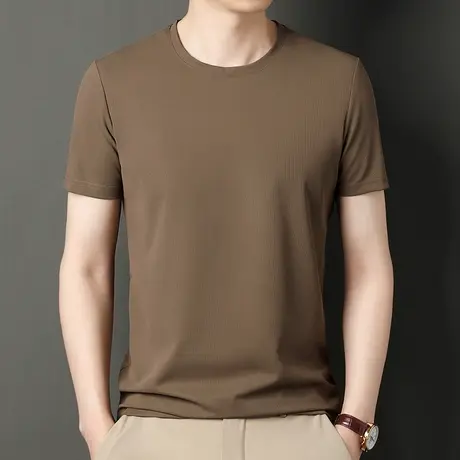 男士短袖T恤纯色半袖夏季衣服男装半袖体恤打底衫中青年五分袖图片