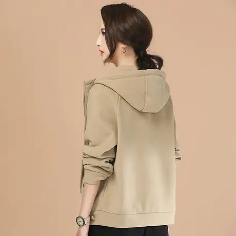 韩潮袭人美拉德百搭连帽短外套女2024春新款棒球服卫衣开衫上衣图片