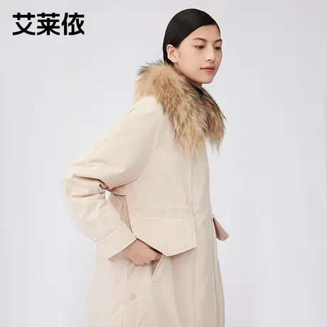 艾莱依官方正品冬季品牌中长款翻领大毛领加厚保暖好看羽绒服女装图片
