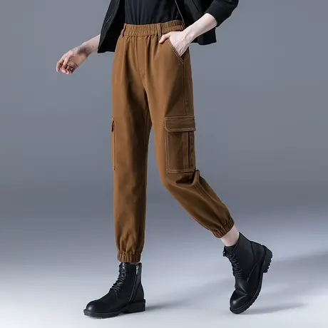 【清仓捡漏】高腰工装裤女2024新款显瘦裤子春秋休闲裤九分哈伦裤商品大图