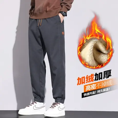 冬天2024新款男士加绒裤秋冬款加厚保暖防风抗寒工装冬季休闲裤子商品大图