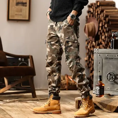 裤子男款迷彩工装裤户外多口袋宽松男裤子时尚潮流休闲裤百搭男装商品大图