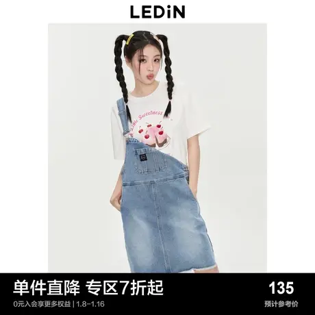 乐町设计感背带裙春夏百搭连衣裙休闲减龄牛仔裙背带裙图片