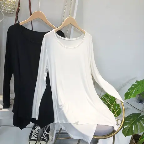 气质不规则上衣别致女夏早秋温柔宽松显瘦韩版莫代尔慵懒风T恤潮商品大图