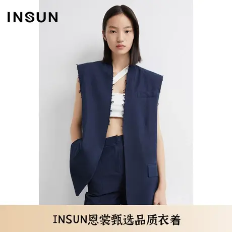 INSUN恩裳夏季流苏简约风舒适棉质马甲图片