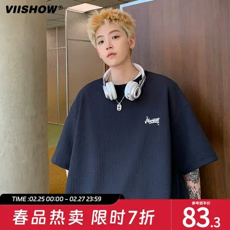 VIISHOW美式潮流短袖T恤男复古hiphop潮牌印花宽松情侣装夏季半袖商品大图