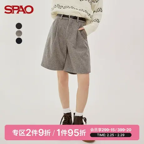 SPAO女士裤子春季新款时尚百搭休闲宽松西装五分裤SPTHC1CS50图片