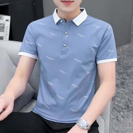 2023新款夏季冰丝光棉polo衫男士短袖翻领t恤有领商务保罗上衣服商品大图
