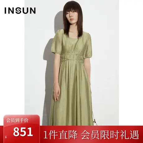 恩裳COVER2023年夏装新款优雅法式腰间绳带交叉环绕飘逸a摆连衣裙图片