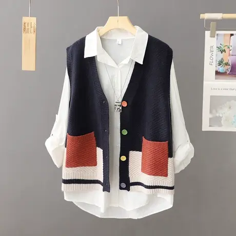 针织开衫女毛衣马甲背心秋冬季外穿新款2023马夹学院风外搭小坎肩图片