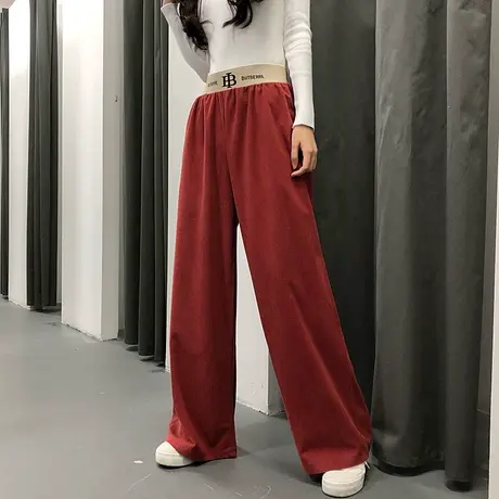 铜氨丝阔腿裤女裤高腰春秋季2023新款垂感宽松拖地坠感直筒长裤夏商品大图