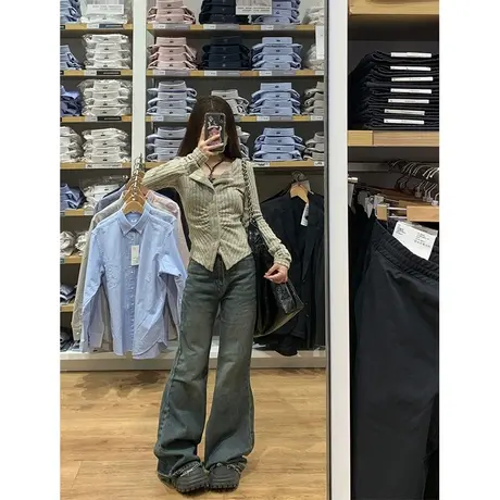 辣妹短款针织衫女春秋季2023新款设计感收腰修身显瘦开衫上衣外套图片