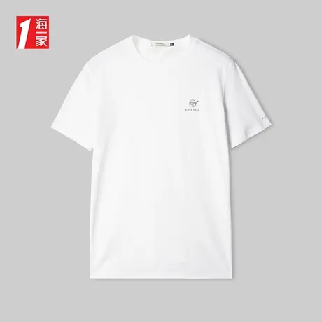 海一家立体小标短T2023夏季新款简约基础款亲肤棉男士短袖T恤图片