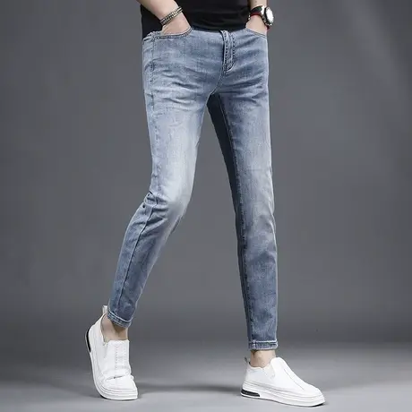 夏季冰丝九分牛仔裤男修身小脚薄款2023新款弹力百搭休闲男士裤子商品大图