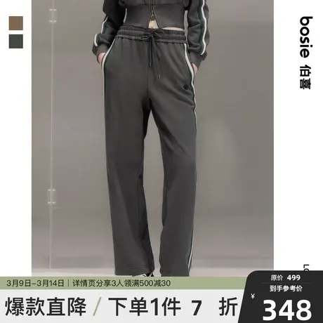 【商场同款】小花人系列bosie春季新款卫裤女美式复古运动直筒裤商品大图