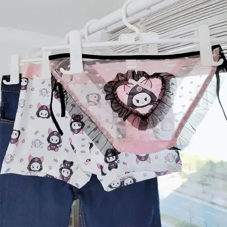甜酷洛米~情侣内裤粉色冰丝男生卡通可爱纯欲一男一女夫妻系绑带商品大图
