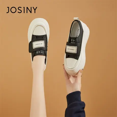 Josiny/卓诗尼面包鞋女2024新款春季丑萌可爱大头厚底软底小白鞋商品大图