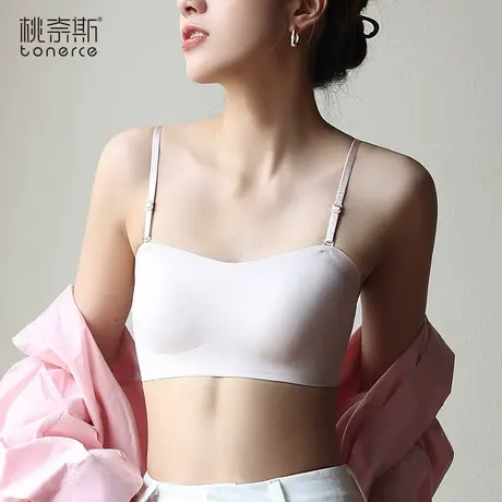 无痕内衣女冰丝无钢圈抹胸夏季薄款小胸聚拢防滑美背背心式文胸罩商品大图