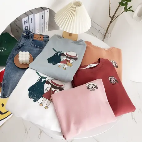 2022春秋薄款卫衣韩国东大门ins宽松古着感上衣慵懒休闲学生大码商品大图