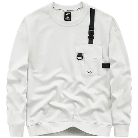 VIP圆领卫衣男士机能风工装长袖t恤春秋薄款宽松ins潮设计感上衣商品大图