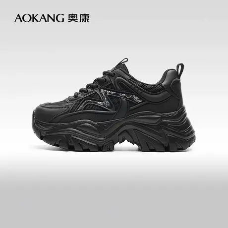 【门店发货】奥康女鞋 秋季新款时髦百搭厚底显腿长老爹鞋商品大图