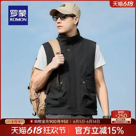 罗蒙男士休闲短款户外钓鱼马甲2025春季新款工装风立领百搭背心男图片