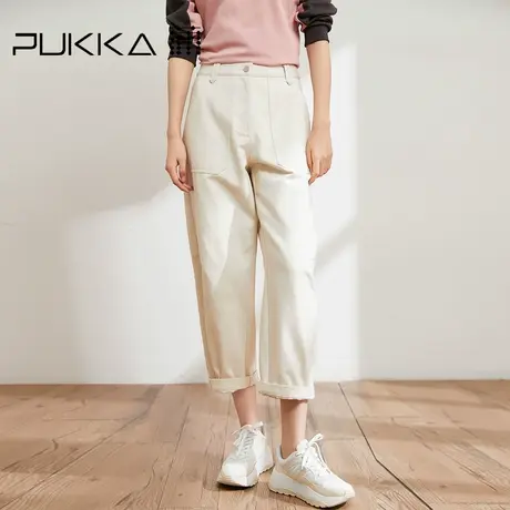 蒲PUKKA商场同款女装纯棉休闲裤新款宽松显瘦直筒萝卜裤子图片