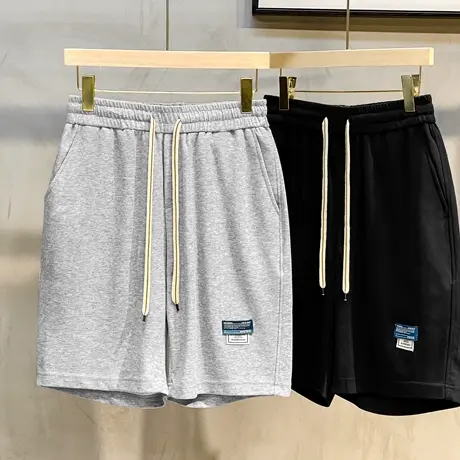 休闲短裤男2023夏季新款直筒宽松抽绳五分中裤潮牌运动男士休闲裤图片