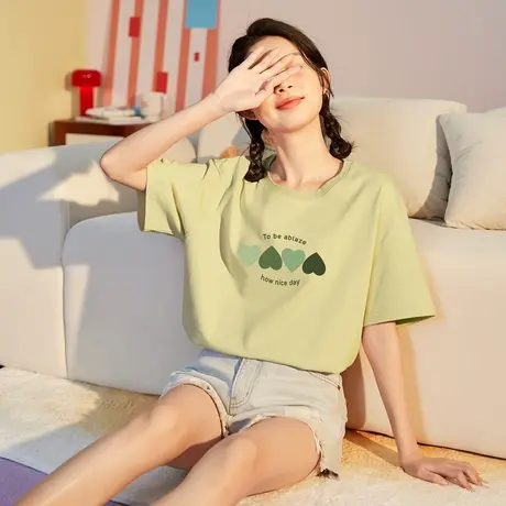 唐狮纯棉夏季短袖T恤女新款内搭打底衫设计感宽松甜美上衣商品大图