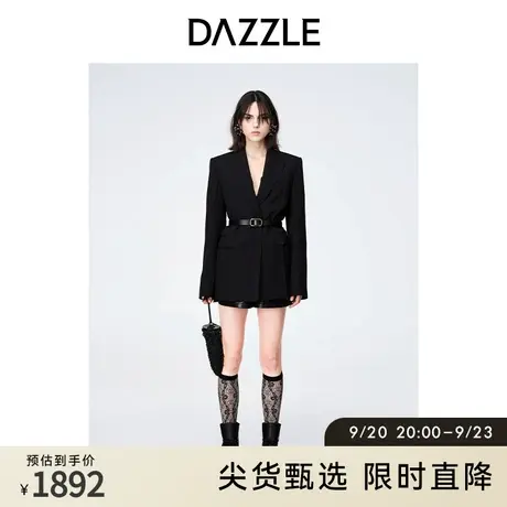 DAZZLE地素奥莱秋黑色通勤极简风高级感廓形西装西服外套上衣女图片