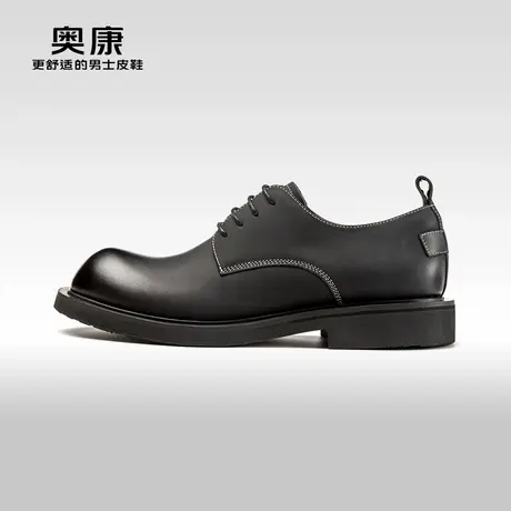 AOKANG奥康秋季新款商务正装鞋男圆头磨砂上班通勤单鞋商品大图