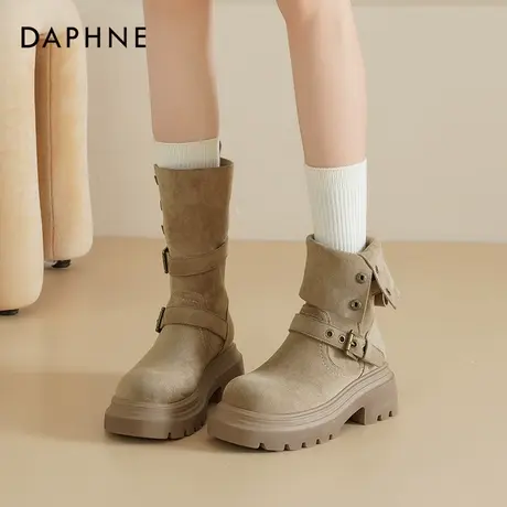 达芙妮靴子女2025秋冬新款爆款马丁靴百搭西部堆堆两穿厚底短靴女商品大图