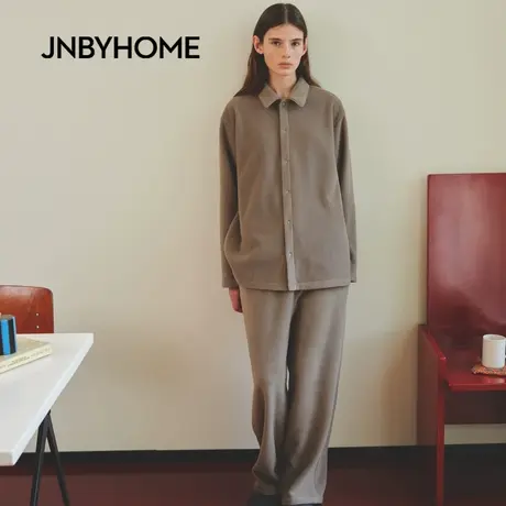 JNBYHOME江南布衣25年秋季男女长袖家居衬衣套装休闲睡衣翻领上衣商品大图