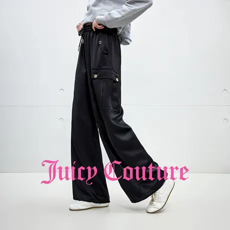 Juicy Couture橘滋休闲裤女2025年秋季新款黑色缎面工装休闲长裤商品大图