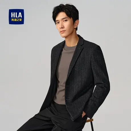 HLA/海澜之家绒感弹力休闲西服男2025秋冬新款时尚条纹西装外套男商品大图