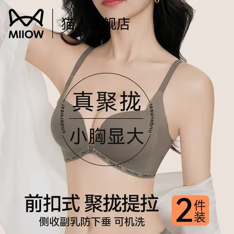 猫人前扣内衣女士小胸聚拢收副乳提拉防下垂小胸显大美背文胸罩夏商品大图