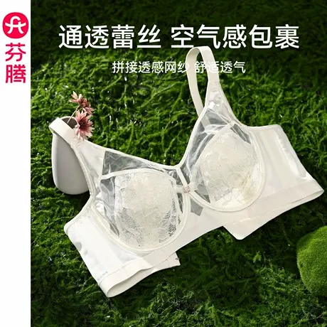 芬腾内衣女大胸显小性感蕾丝透气舒适聚拢文胸记忆钛圈收副乳胸罩商品大图