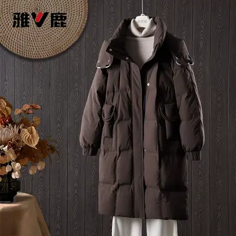 雅鹿新款正品中长款显瘦羽绒服女款女士25年鸭绒超保暖黑色防寒衣图片