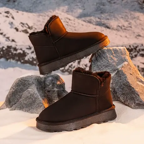 奥康雪地靴男款冬季新款棉鞋时尚加绒保暖鞋百搭户外防滑短靴商品大图