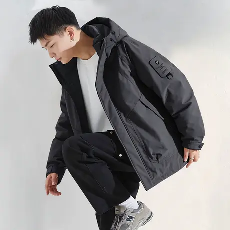 唐狮冬季新款羽绒服男连帽短款工装大口袋加厚保暖青少年外套TD商品大图